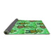 Thickness of Patterned Dark Lime Green Rug, pat3118grn