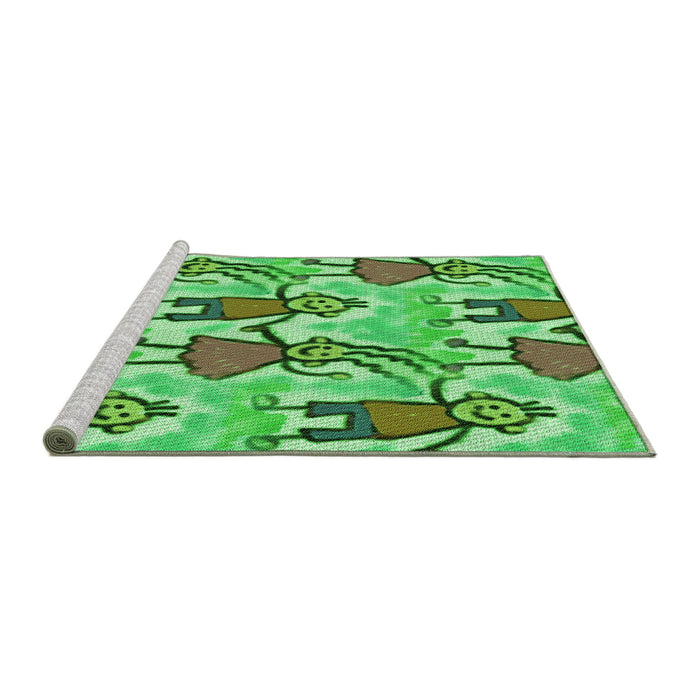 Sideview of Machine Washable Transitional Dark Lime Green Rug, wshpat3118grn