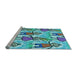 Sideview of Machine Washable Transitional Steel Blue Rug, wshpat3118lblu