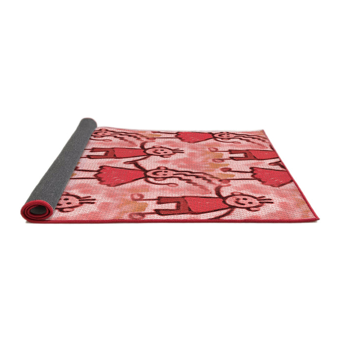 Thickness of Patterned Pastel Pink Rug, pat3118rd