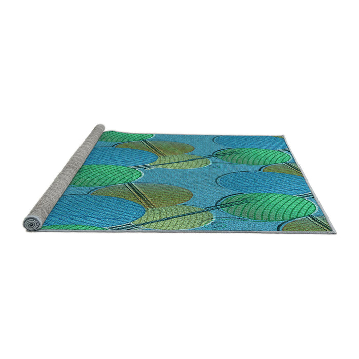 Sideview of Machine Washable Transitional Dark Cyan Green Rug, wshpat3119lblu
