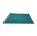 Sideview of Machine Washable Transitional Dark Cyan Green Rug, wshpat312lblu