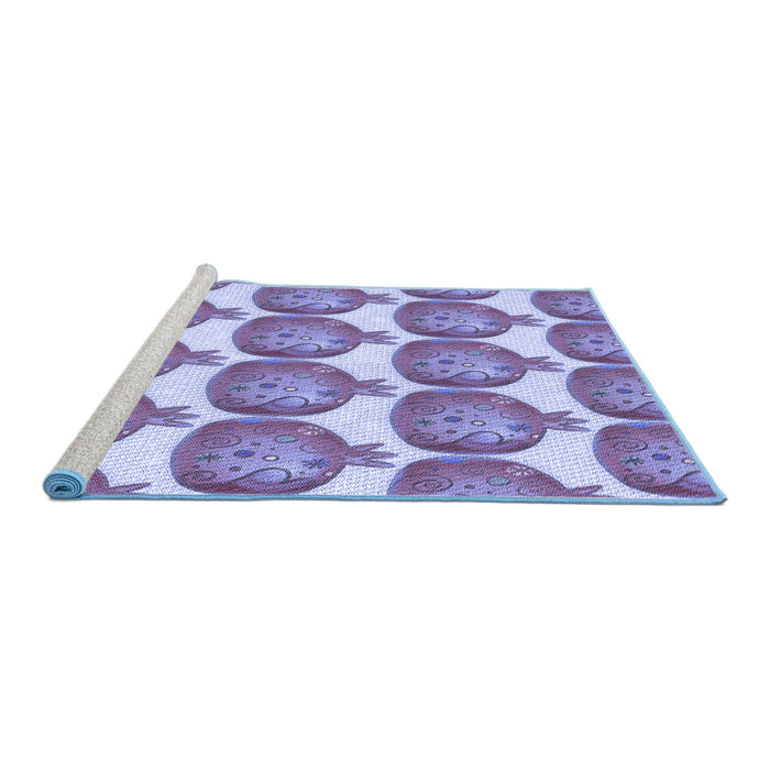 Sideview of Machine Washable Transitional Blue Rug, wshpat3120blu