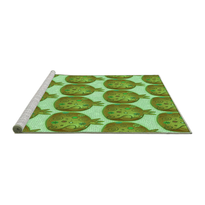 Sideview of Machine Washable Transitional Green Rug, wshpat3120grn
