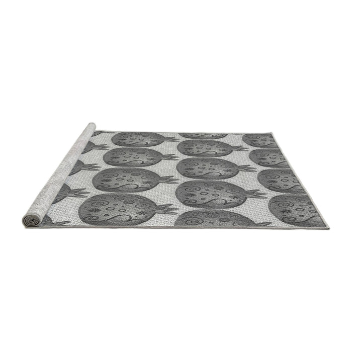 Sideview of Machine Washable Transitional Silver Gray Rug, wshpat3120gry