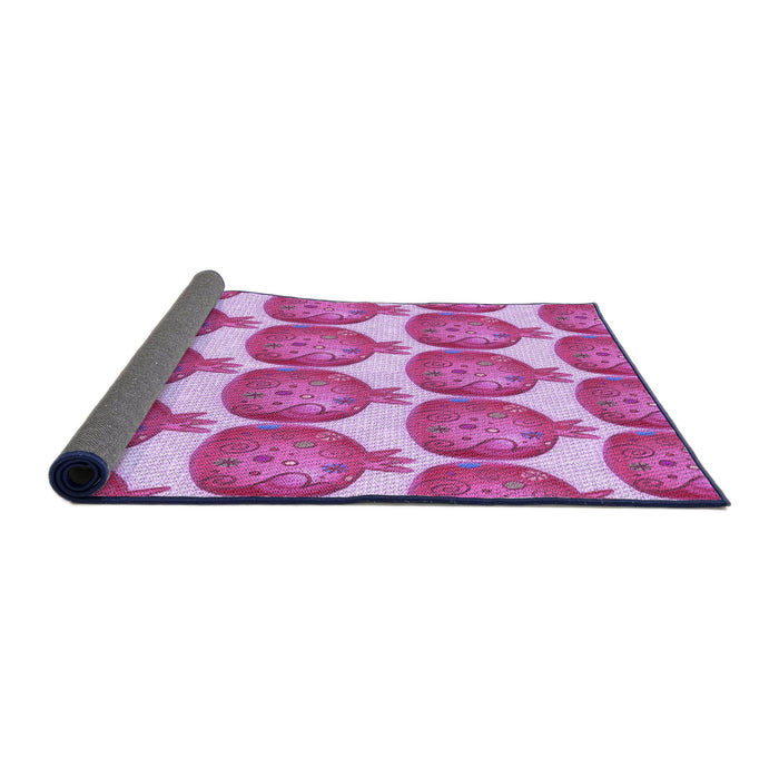 Thickness of Patterned Violet Purple Rug, pat3120pur