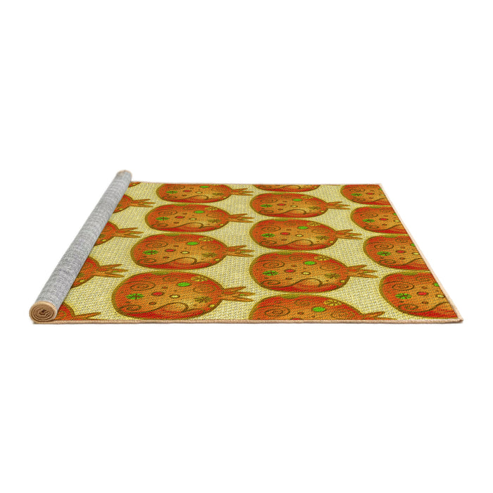 Sideview of Machine Washable Transitional Orange Red Orange Rug, wshpat3120yw
