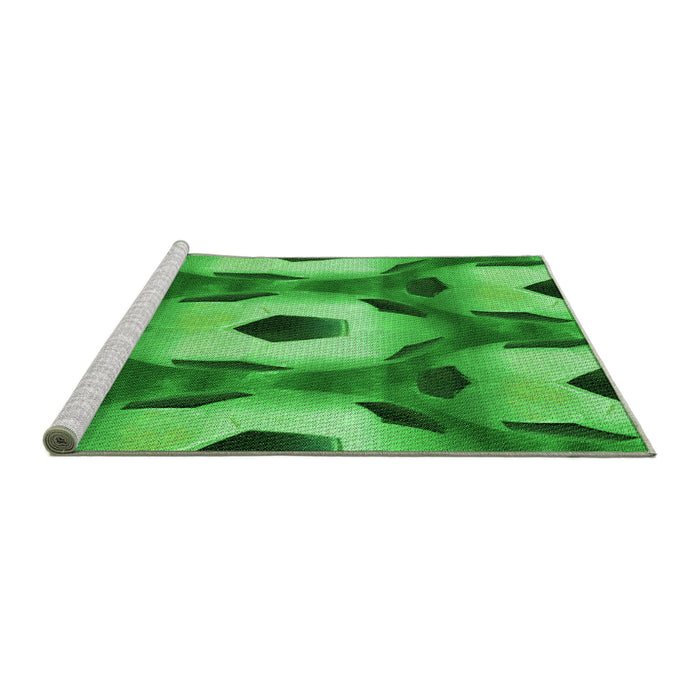 Sideview of Machine Washable Transitional Green Rug, wshpat3121grn