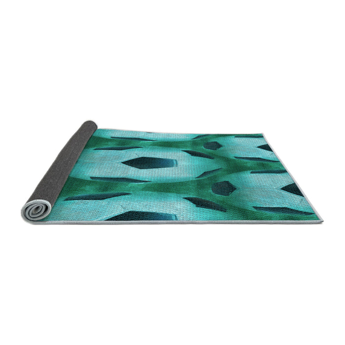 Thickness of Patterned Teal Green Rug, pat3121lblu