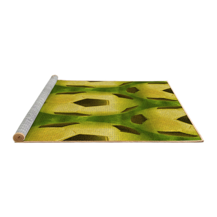 Sideview of Machine Washable Transitional Golden Brown Yellow Rug, wshpat3121yw