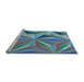 Sideview of Machine Washable Transitional Medium Turquoise Green Rug, wshpat3122lblu