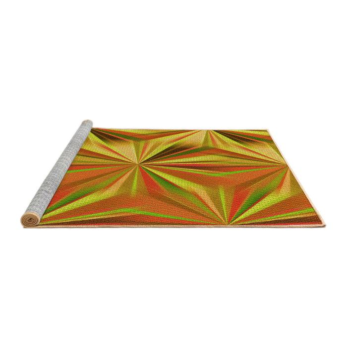 Sideview of Machine Washable Transitional Yellow Rug, wshpat3122yw