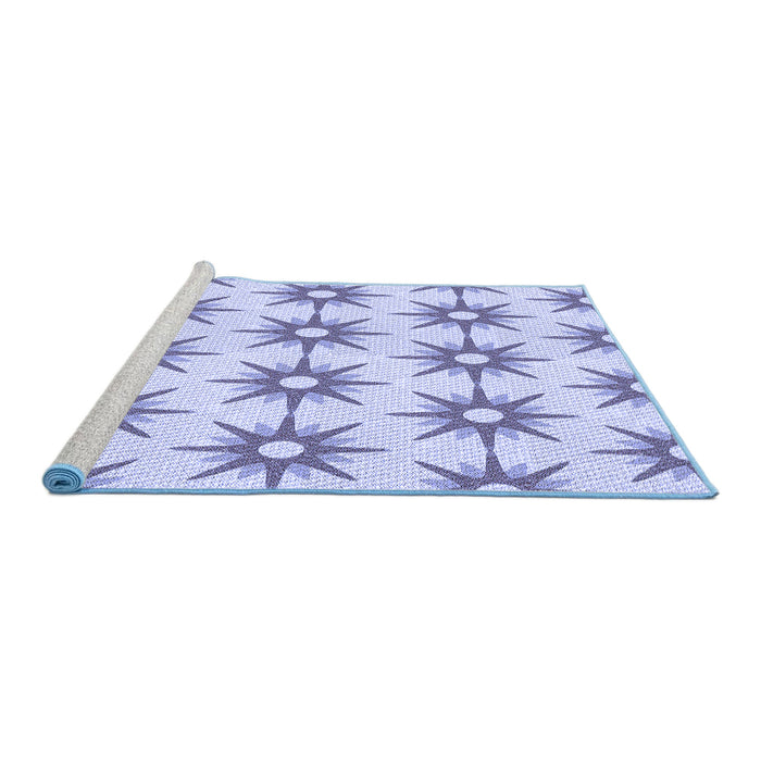 Sideview of Machine Washable Transitional Blue Rug, wshpat3123blu