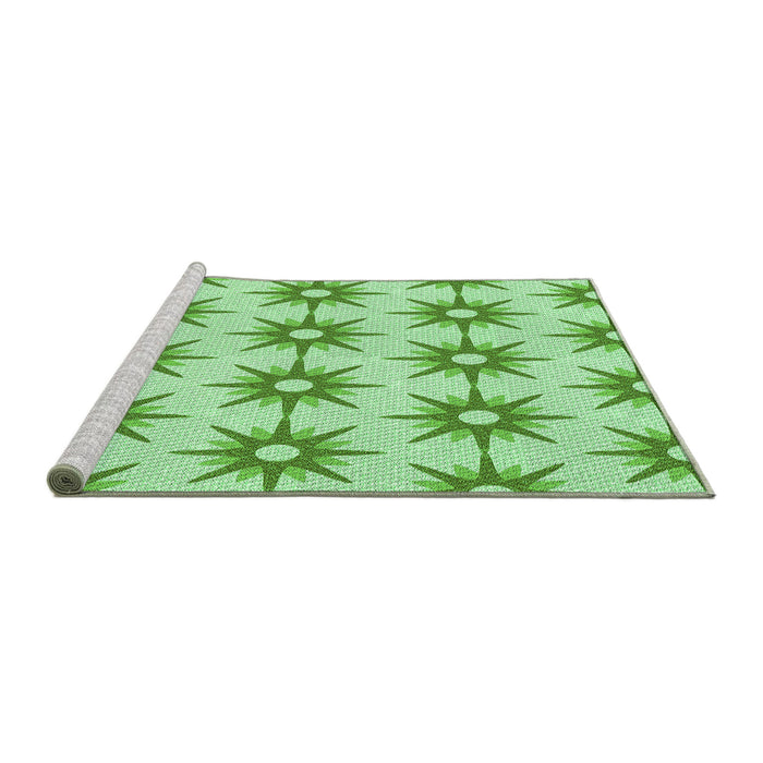 Sideview of Machine Washable Transitional Light Green Rug, wshpat3123grn