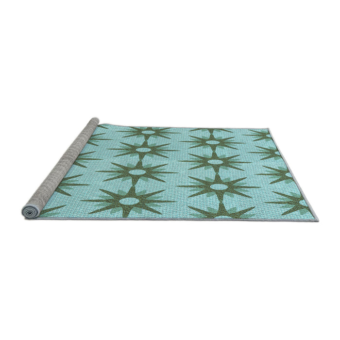 Sideview of Machine Washable Transitional Mint Green Rug, wshpat3123lblu