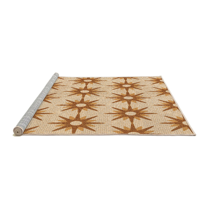Sideview of Machine Washable Transitional Khaki Gold Rug, wshpat3123org