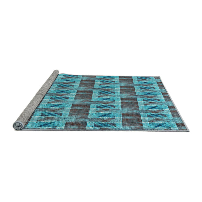 Sideview of Machine Washable Transitional Bright Turquoise Blue Rug, wshpat3124lblu
