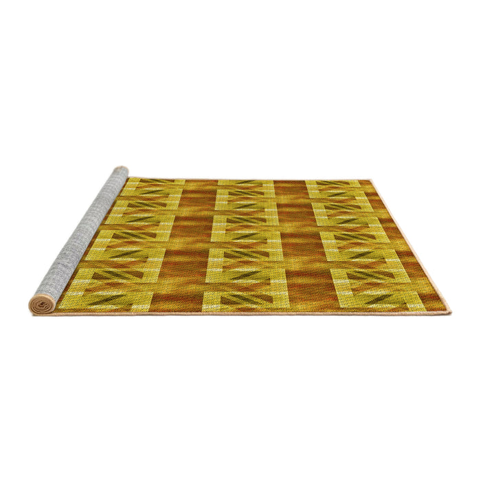 Sideview of Machine Washable Transitional Deep Yellow Rug, wshpat3124yw