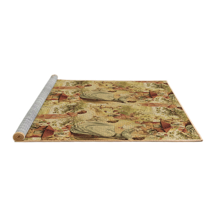 Sideview of Machine Washable Transitional Saffron Yellow Rug, wshpat3129brn
