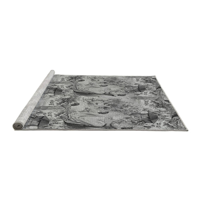 Sideview of Machine Washable Transitional Cloud Gray Rug, wshpat3129gry
