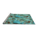 Sideview of Machine Washable Transitional Dull-Sea Green Rug, wshpat3129lblu