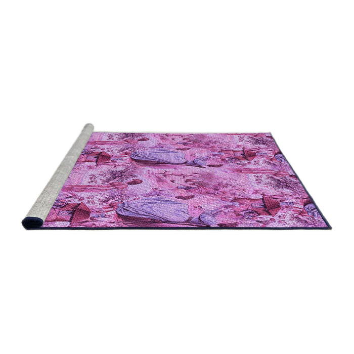 Sideview of Machine Washable Transitional Violet Purple Rug, wshpat3129pur