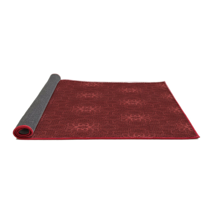 Thickness of Patterned Cranberry Red Rug, pat313rd