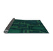 Thickness of Patterned Deep Teal Green Rug, pat3130lblu