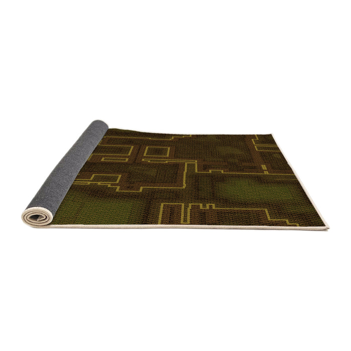 Thickness of Patterned Dark Bronze Brown Rug, pat3130org