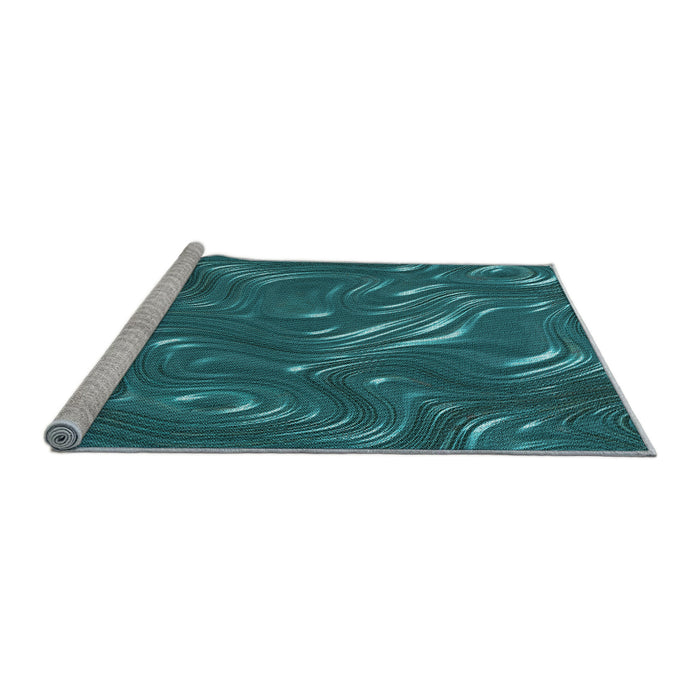 Sideview of Machine Washable Transitional Dark Turquoise Green Rug, wshpat3133lblu