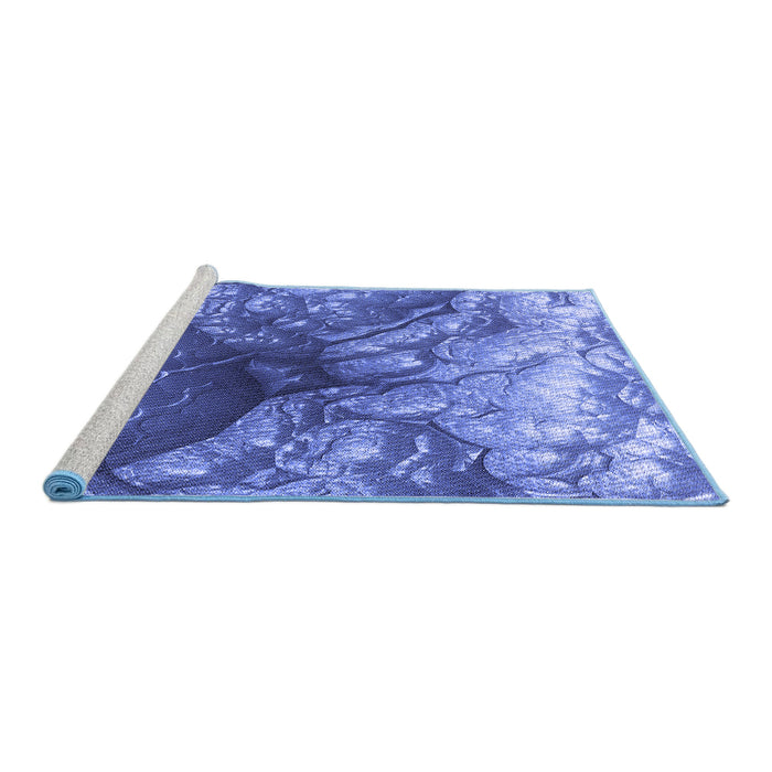Sideview of Machine Washable Transitional Sky Blue Rug, wshpat3134blu