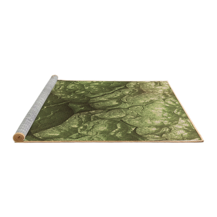 Sideview of Machine Washable Transitional Green Rug, wshpat3134brn