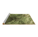 Sideview of Machine Washable Transitional Green Rug, wshpat3134brn