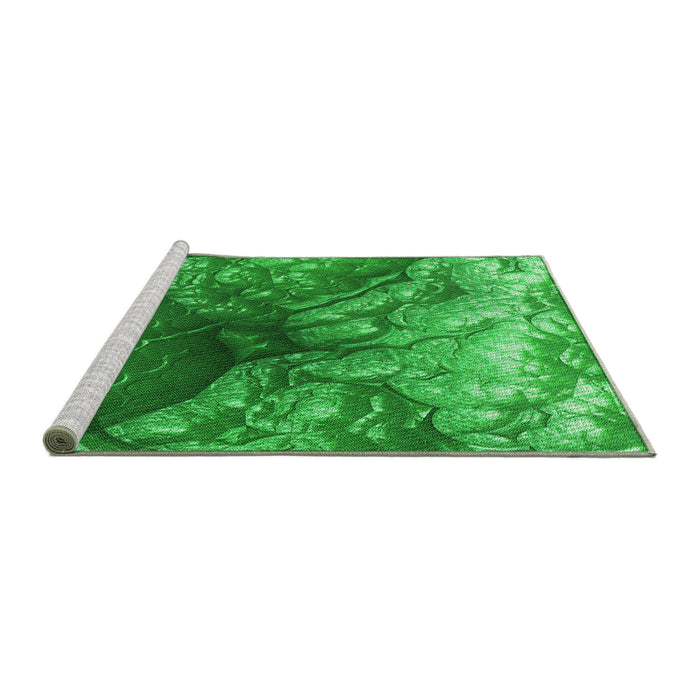 Sideview of Machine Washable Transitional Green Rug, wshpat3134grn