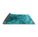 Thickness of Patterned Dark Cyan Green Rug, pat3134lblu