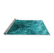 Sideview of Machine Washable Transitional Dark Cyan Green Rug, wshpat3134lblu