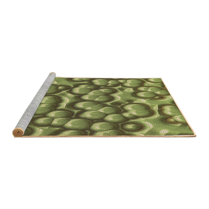 Sideview of Machine Washable Transitional Green Rug, wshpat3135brn