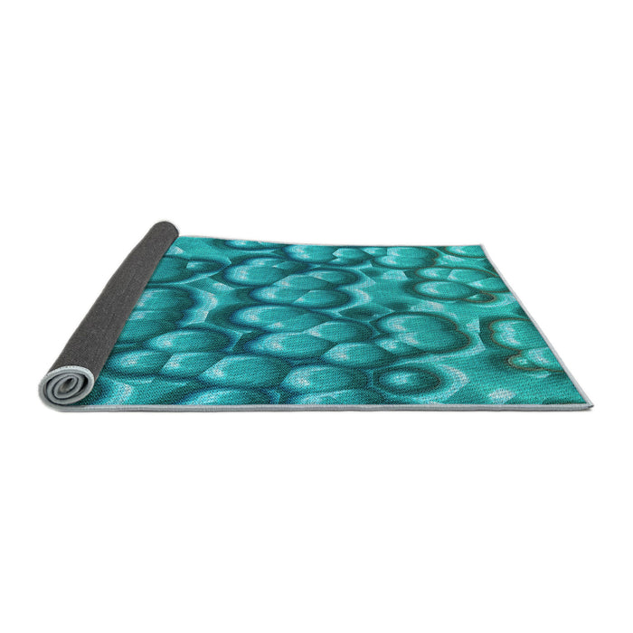 Thickness of Patterned Dark Cyan Green Rug, pat3135lblu