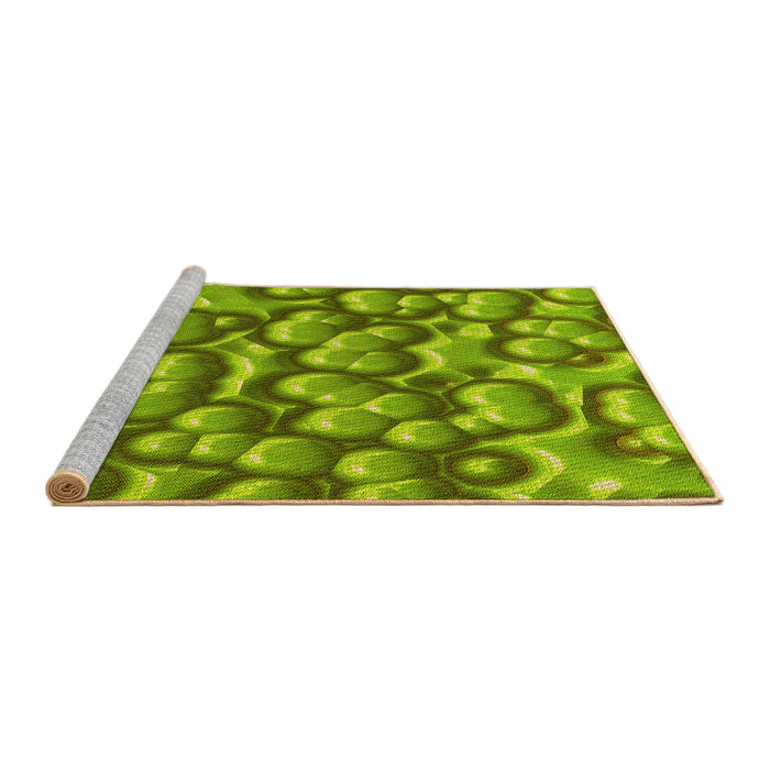 Sideview of Machine Washable Transitional Green Rug, wshpat3135yw