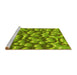 Sideview of Machine Washable Transitional Green Rug, wshpat3135yw