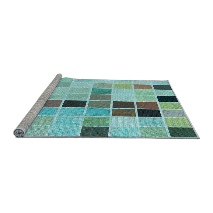 Sideview of Machine Washable Transitional Deep-Sea Green Rug, wshpat3136lblu