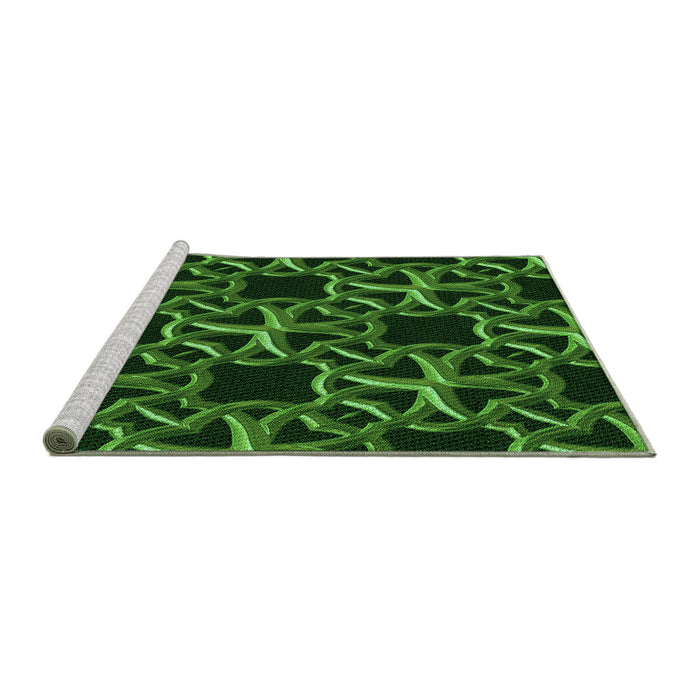 Sideview of Machine Washable Transitional Dark Lime Green Rug, wshpat3138grn
