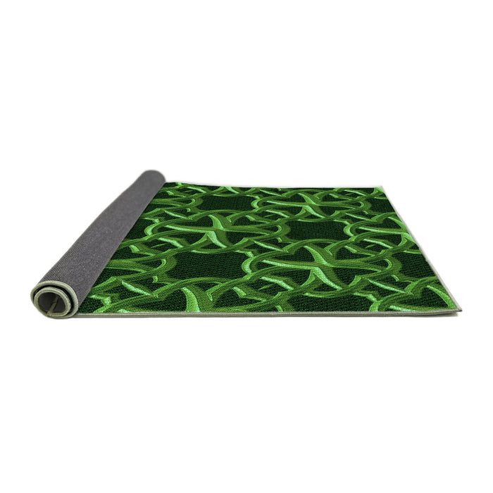 Thickness of Patterned Dark Lime Green Rug, pat3138grn