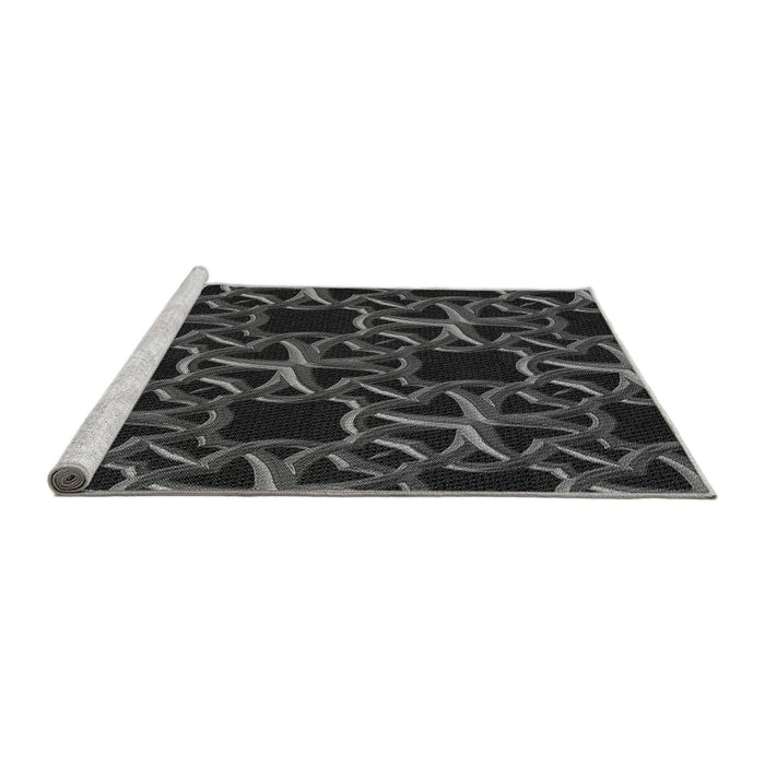 Sideview of Machine Washable Transitional Midnight Gray Rug, wshpat3138gry