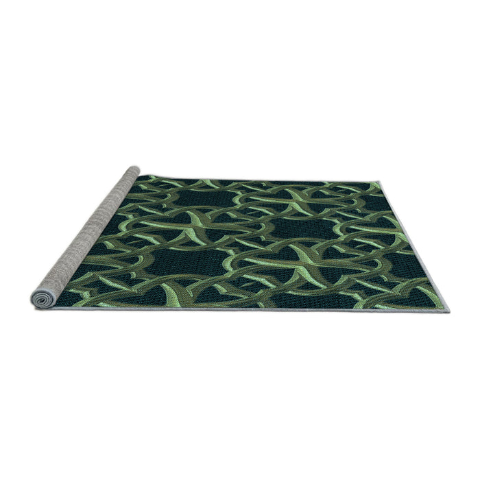 Sideview of Machine Washable Transitional Deep Teal Green Rug, wshpat3138lblu
