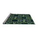 Sideview of Machine Washable Transitional Deep Teal Green Rug, wshpat3138lblu