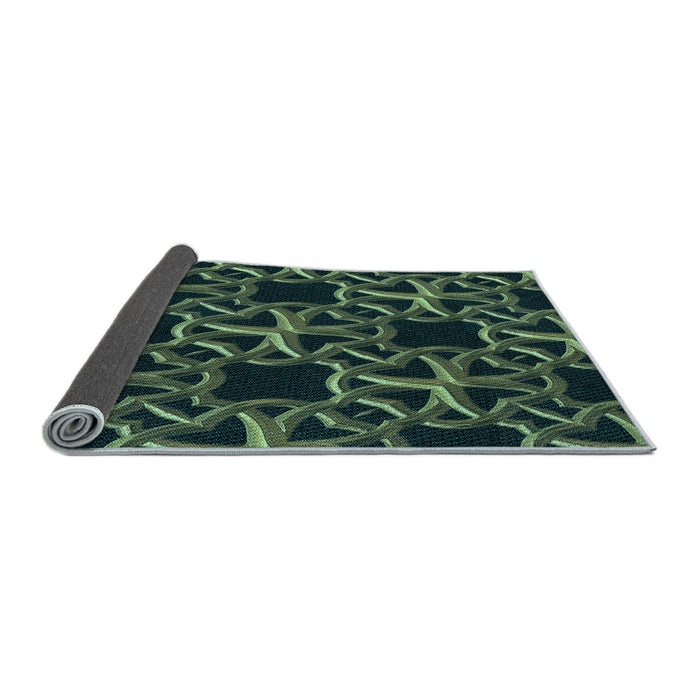 Thickness of Patterned Deep Teal Green Rug, pat3138lblu