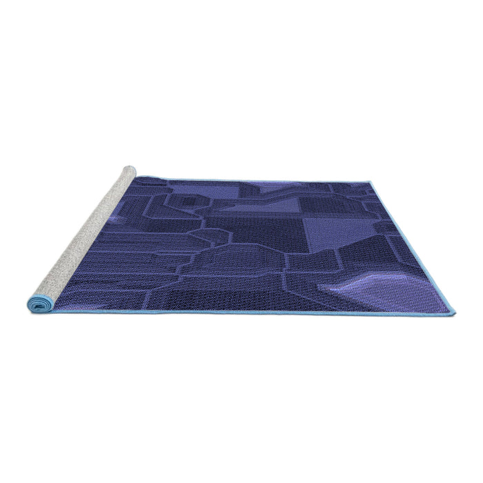 Sideview of Machine Washable Transitional Royal Blue Rug, wshpat3142blu