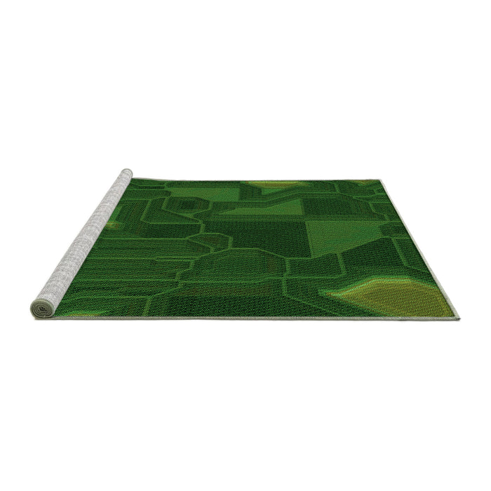 Sideview of Machine Washable Transitional Green Rug, wshpat3142grn