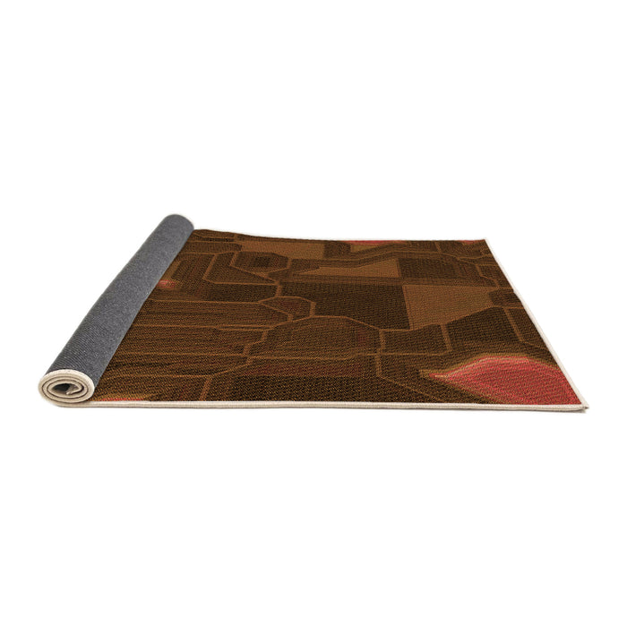 Thickness of Patterned Mahogany Brown Rug, pat3142org